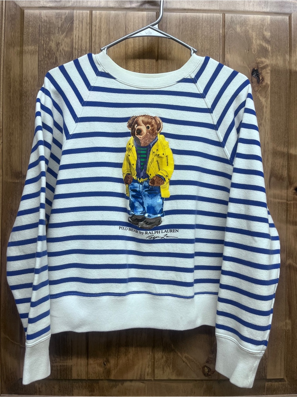 Polo Ralph Lauren Polo Bear Striped Sweatshirt Women’s Small Blue White